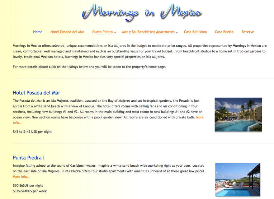 Mornings in Mexico Accommodations Isla Mujeres